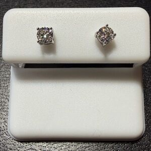 .44ctw 4MM Moissanite & Silver Stud Earrings